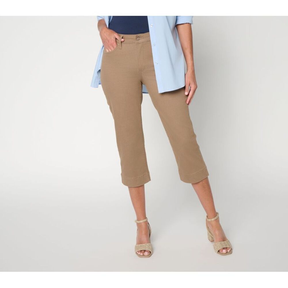 NYDJ Women's Pants Sz 10 Marilyn Straight Leg Capri JeansCool DARK BEIGE